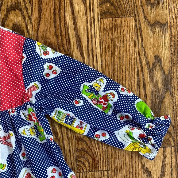 Blue with white polka dots, vintage Sears back to school dress, size 5. - Picture 10 of 16